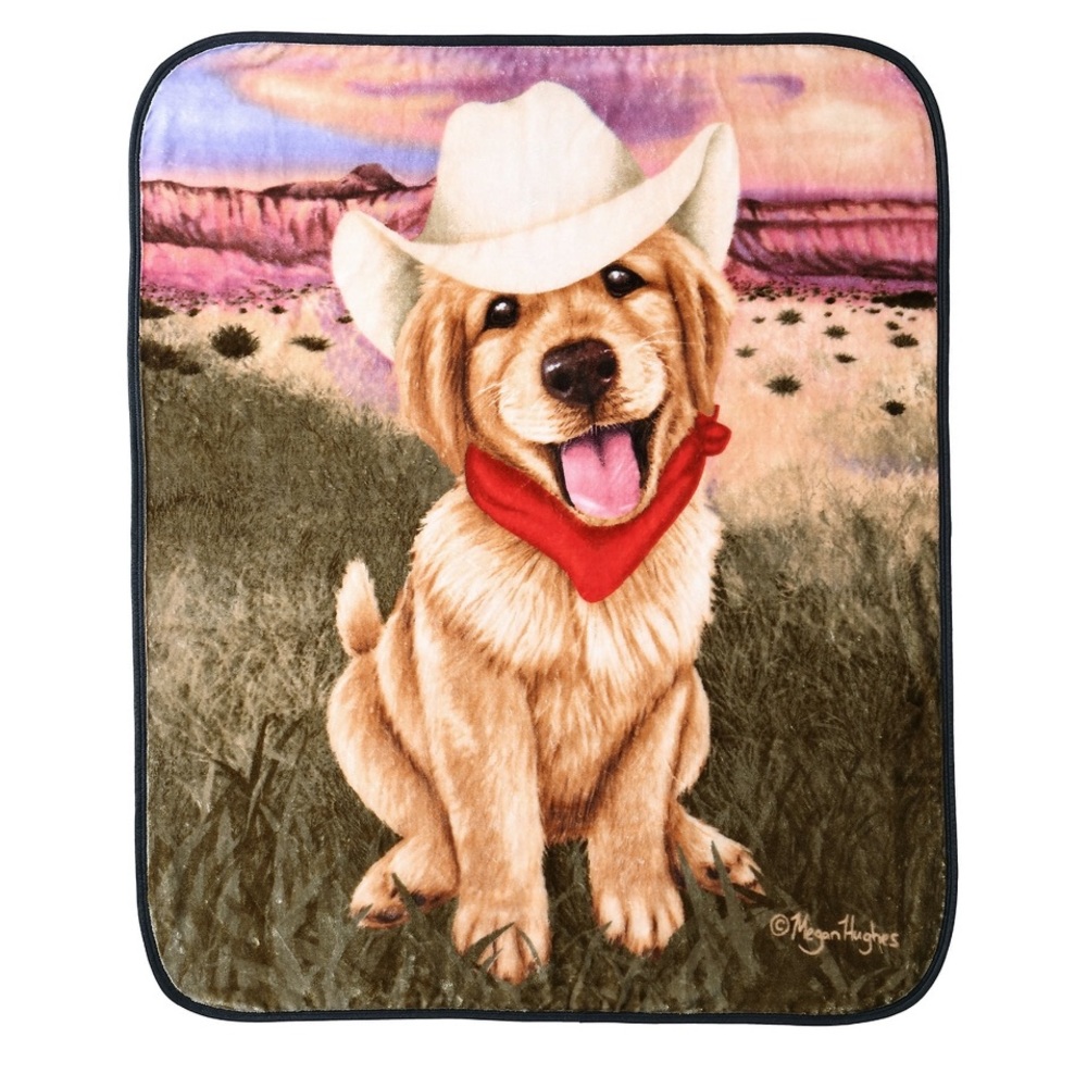 Wild Frontier 50X60 Cowboy Puppy Throw, NEW